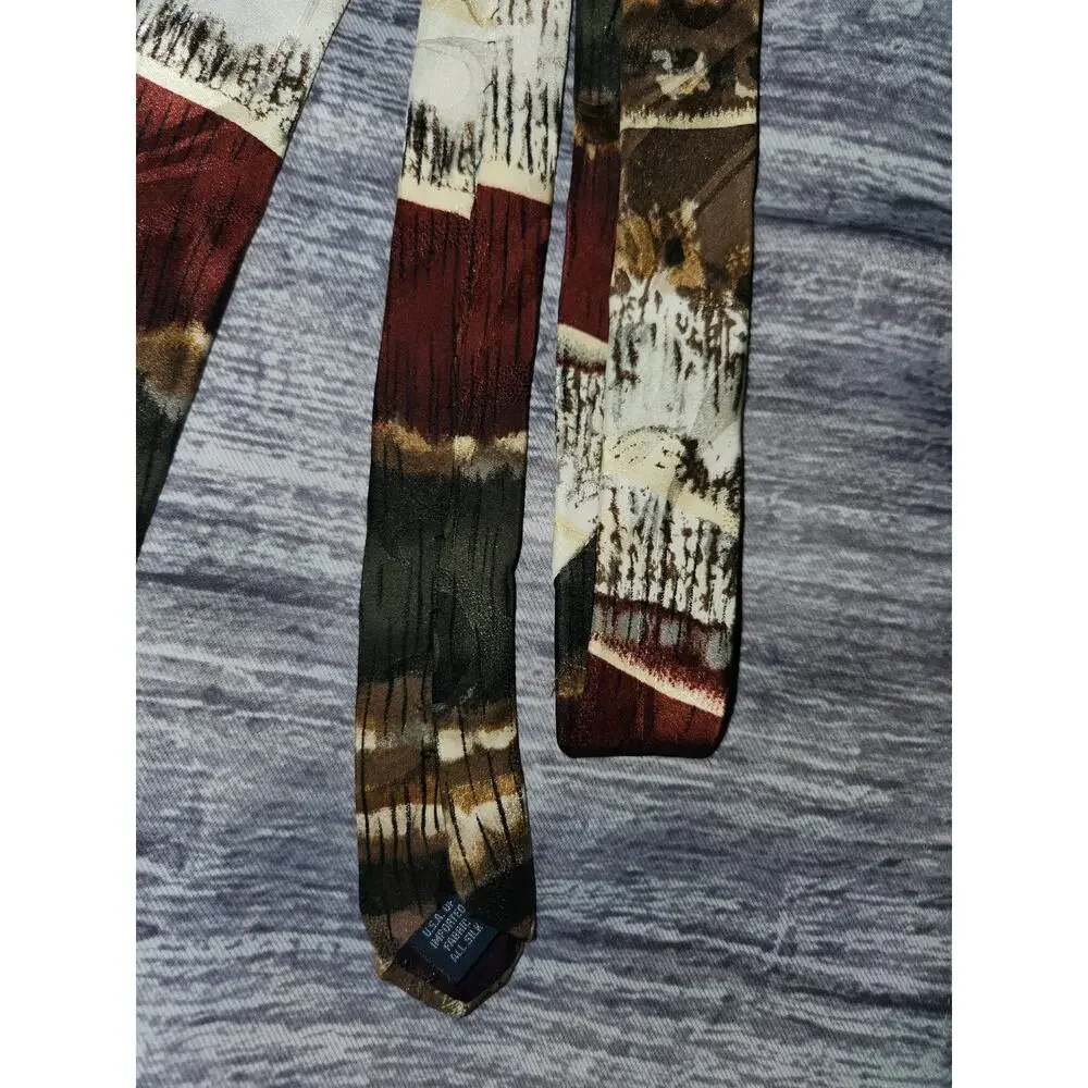 Donberry & Keats Multicolor Woodsy Made in USA 100% Silk‎ Neck Tie